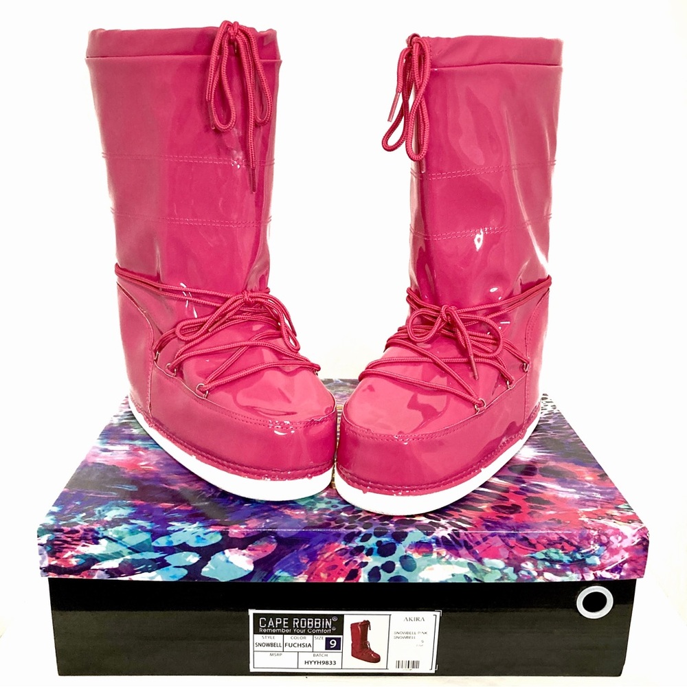 Cape Robbin Pink Snowbell Patent Cold Weather Boots - Size 9 - Picture 3 of 13